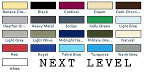 Next Level T Shirt Color Chart